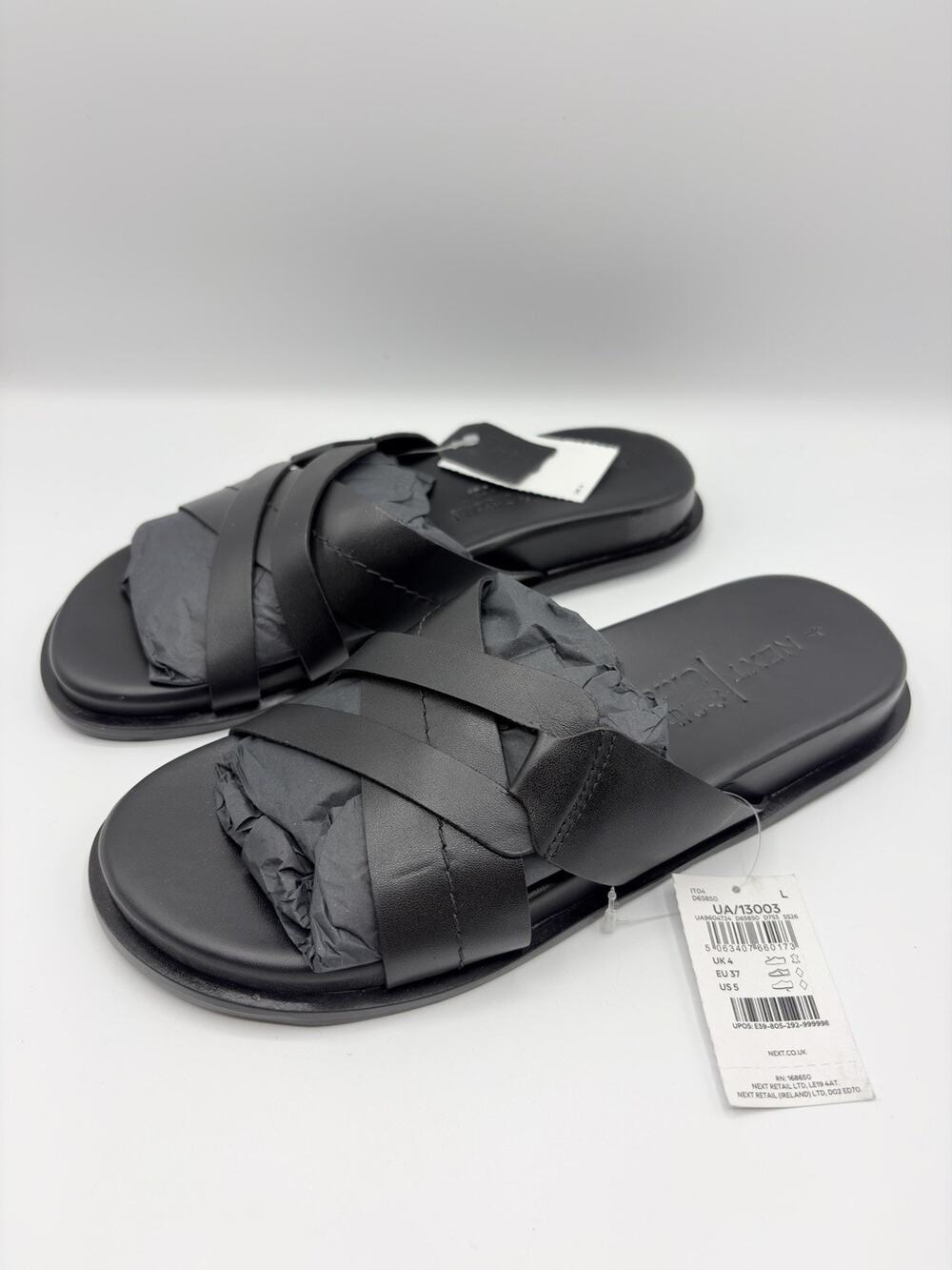 NEXT Black Smart Leather Open-toe Sandals Women’s US 5 EU 37 Ortholite Ultra NWT